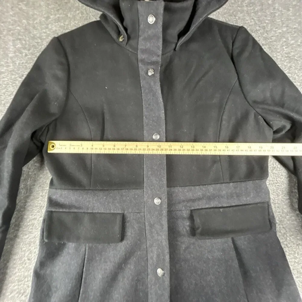 Guess Wool Blend Pea Coat Womens Sz XL Colorblock Charcoal Black Snap Zip Up - Picture 9 of 10